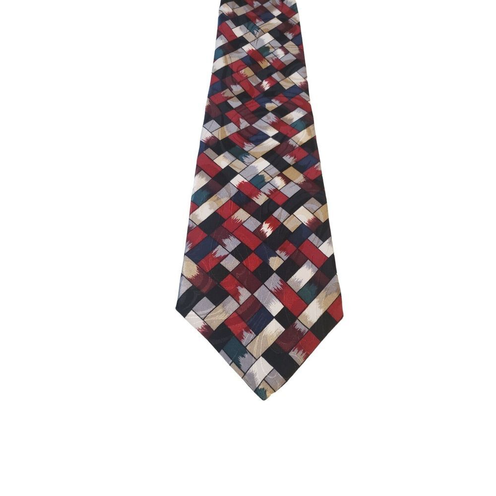 NWT Monterey Bay By J. Blades & Co. 100% Silk Luxury Necktie Multicolor Squares